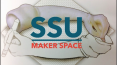 Artistic drawing of two arms with the words SSU makerspace